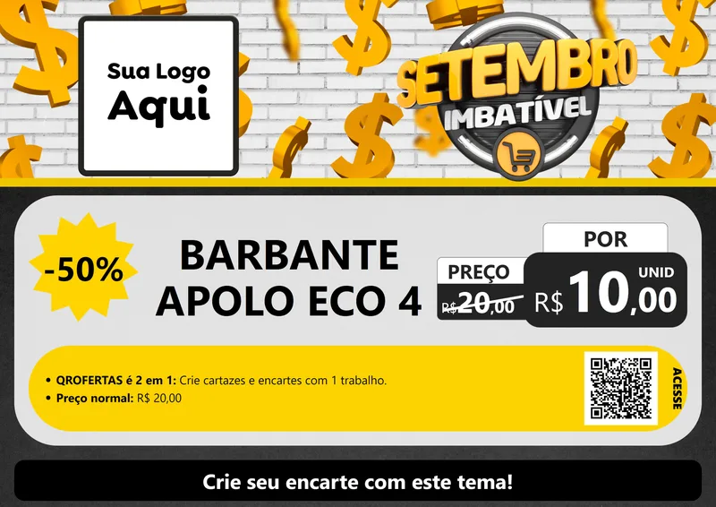 Modelo de Cartaz para Cartaz A4 Horizontal com o tema Setembro Imbatível para Armarinho e Aviamentos