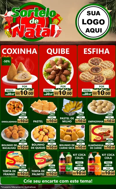 Modelo de Encarte para Encarte Grande com o tema Sorteio de Natal para Salgadaria