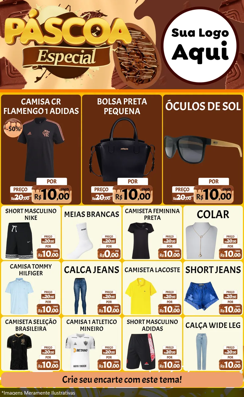 Modelo de Encarte para Encarte Grande com o tema Páscoa Especial para Roupas e acessórios