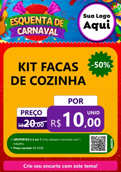 Modelo de Cartaz para Cartaz A4 Vertical com o tema Esquenta de Carnaval para Utilidades Domésticas