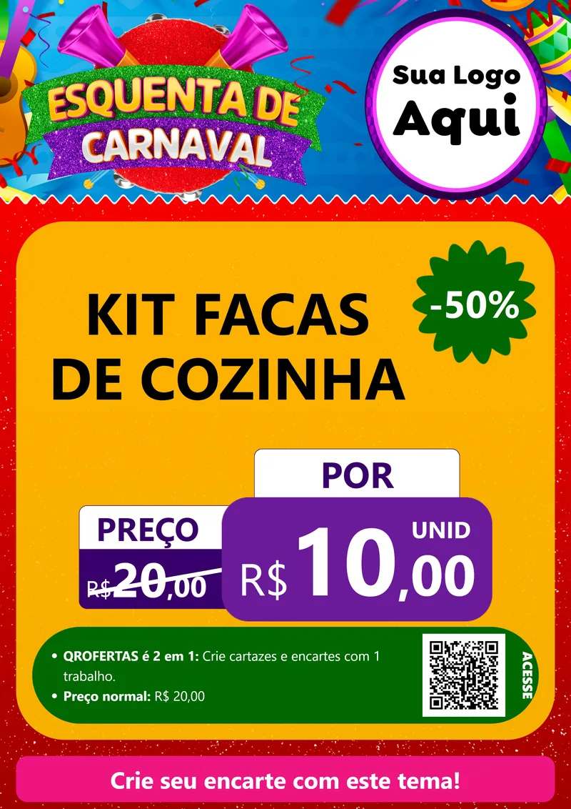 Modelo de Cartaz para Cartaz A4 Vertical com o tema Esquenta de Carnaval para Utilidades Domésticas