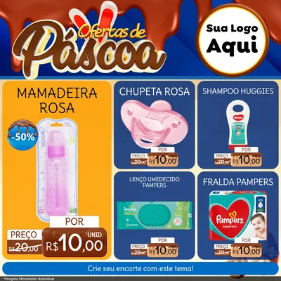 Modelo de Rede Social para Feed Facebook com o tema Ofertas de Páscoa para Bebês
