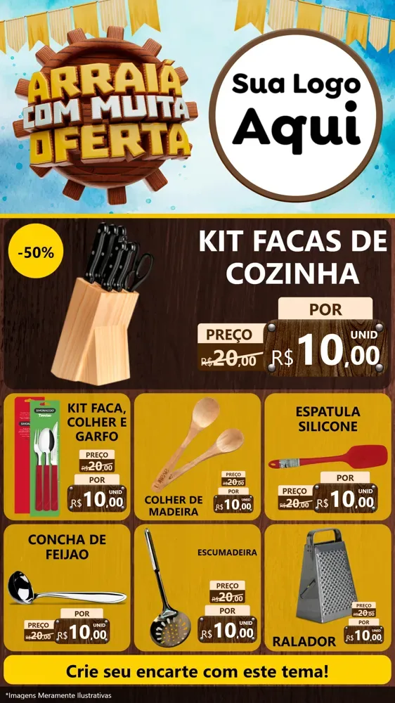 Modelo de Rede Social para Stories com o tema Ofertas de São João - Junina para Utilidades Domésticas