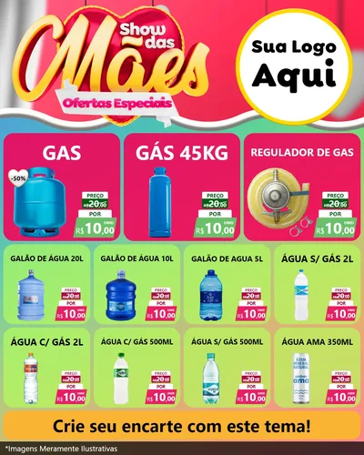 Modelo de Rede Social para Feed Instagram com o tema Show das Mães - Ofertas Especiais para Água e gás