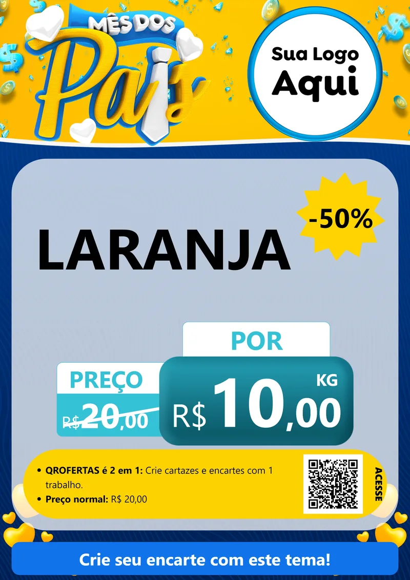Modelo de Cartaz para Cartaz A4 Vertical com o tema Mês dos Pais para Hortifrúti