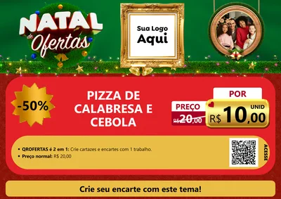 Modelo de Cartaz para Cartaz A4 Horizontal com o tema Natal de Ofertas para Pizzaria