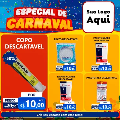 Modelo de Rede Social para Feed Facebook com o tema Especial de Carnaval para Embalagens
