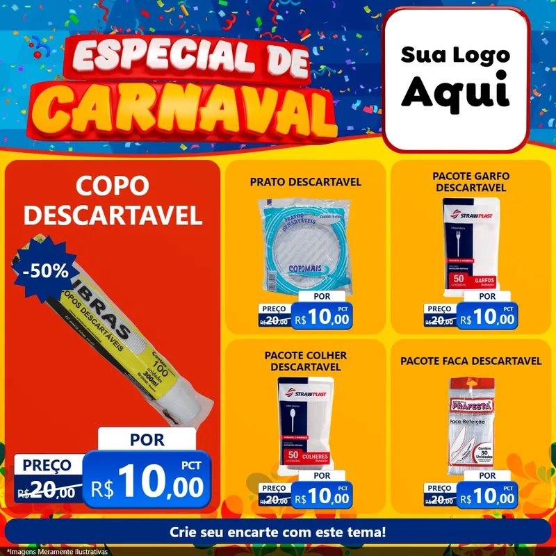 Modelo de Rede Social para Feed Facebook com o tema Especial de Carnaval para Embalagens