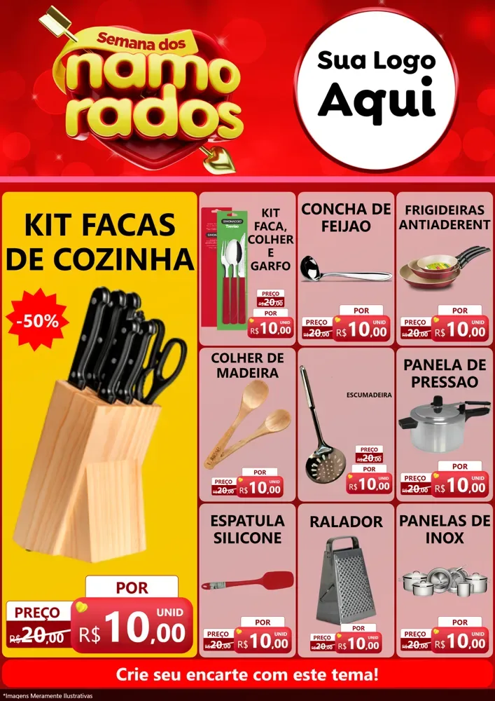 Modelo de Encarte para Encarte A4 Vertical com o tema Semana dos namorados para Utilidades Domésticas