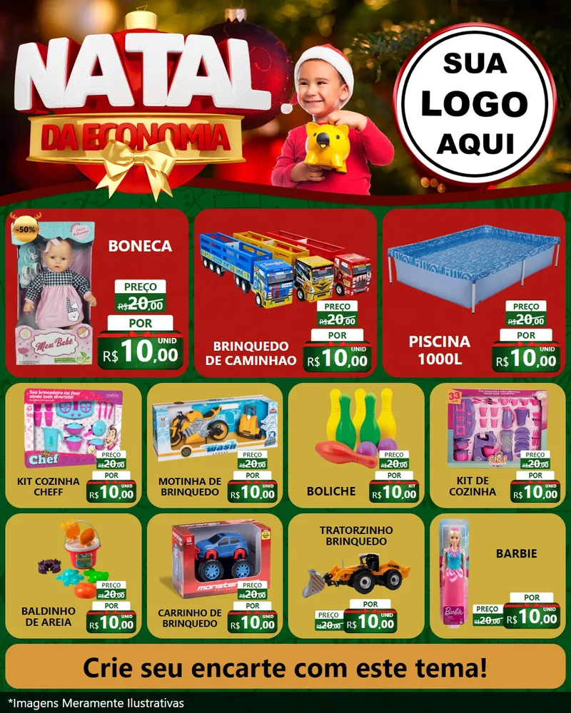 Modelo de Rede Social para Feed Instagram com o tema Natal da Economia para Brinquedos