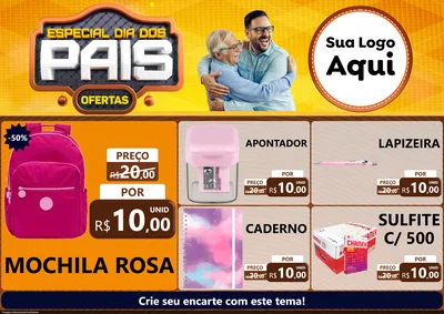 Modelo de Encarte para Encarte A4 Horizontal com o tema Especial Dia dos Pais para Papelaria
