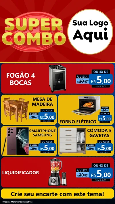 Modelo de TV para TV Vertical com o tema Super Combo para Móveis e Eletro