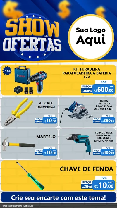 Modelo de TV para TV Vertical com o tema Show de Ofertas para Maquinas e Ferramentas