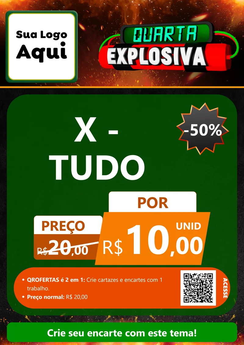 Modelo de Cartaz para Cartaz A4 Vertical com o tema Quarta Explosiva para Hamburgueria