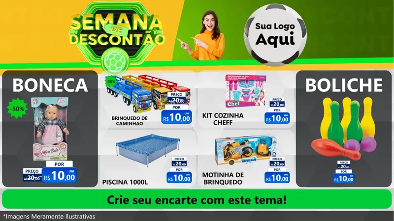 Modelo de TV para TV Horizontal com o tema Semana de Descontão - Copa para Brinquedos