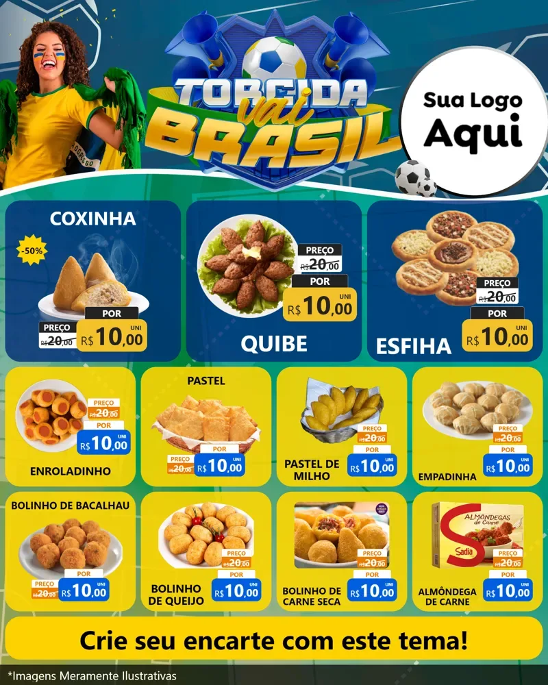 Modelo de Rede Social para Feed Instagram com o tema Torcida Vai Brasil - Copa para Salgadaria