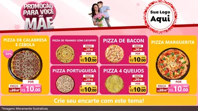 Modelo de TV para TV Horizontal com o tema Promoção Para Você Mãe para Pizzaria