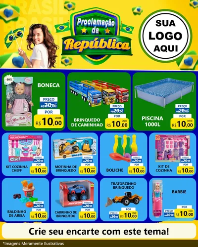 Modelo de Rede Social para Feed Instagram com o tema Proclamação da República para Brinquedos