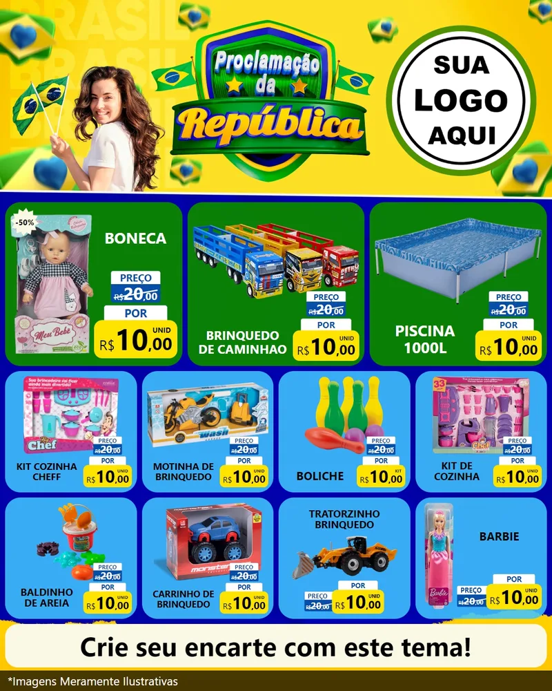 Modelo de Rede Social para Feed Instagram com o tema Proclamação da República para Brinquedos