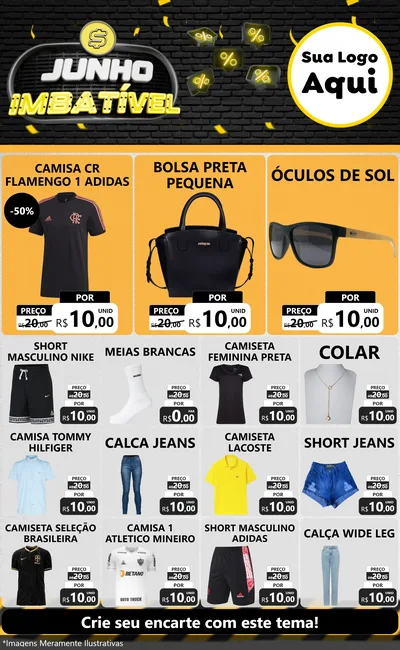 Modelo de Encarte para Encarte Grande com o tema Junho Imbatível para Roupas e acessórios