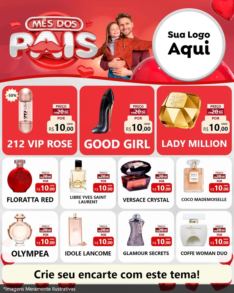 Modelo de Rede Social para Feed Instagram com o tema Mês dos Pais para Perfumes