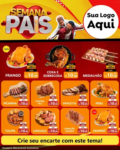 Modelo de Rede Social para Feed Instagram com o tema Semana Dos Pais para Assados