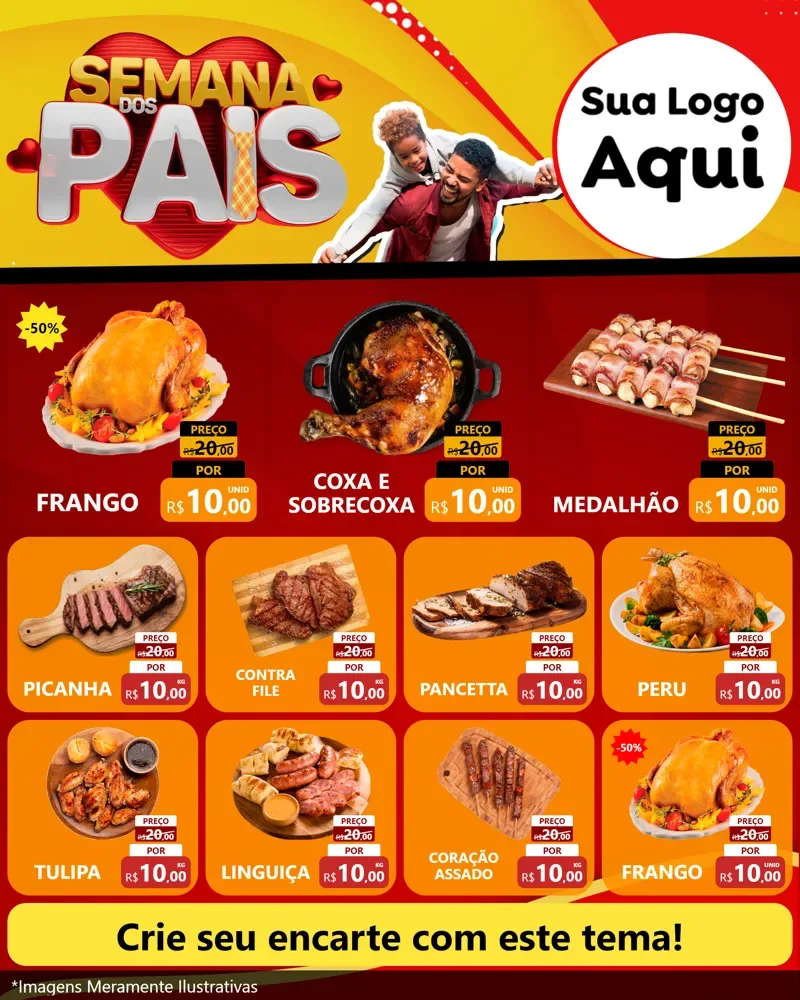Modelo de Rede Social para Feed Instagram com o tema Semana Dos Pais para Assados