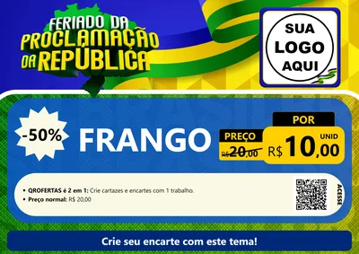 Modelo de Cartaz para Cartaz A4 Horizontal com o tema Feriado da Proclamação da República para Assados