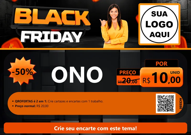 Modelo de Cartaz para Cartaz A4 Horizontal com o tema Black Friday para Óticas