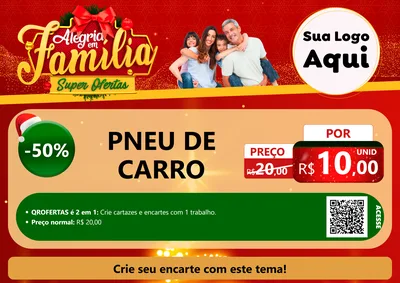 Modelo de Cartaz para Cartaz A4 Horizontal com o tema Alegria em Família Super Ofertas - Natal para Auto peças