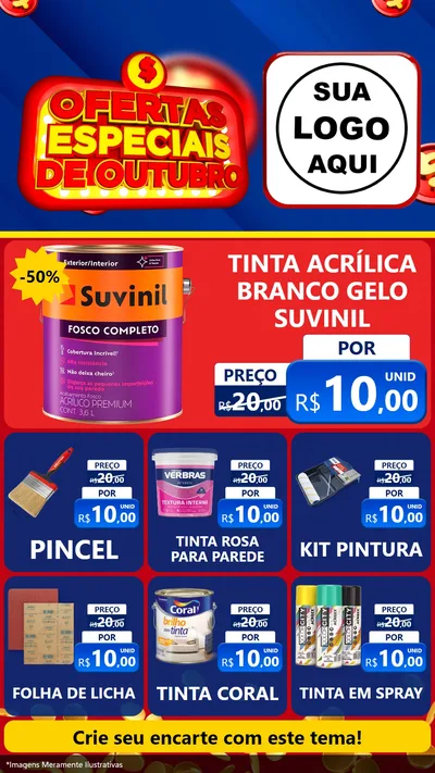 Modelo de Rede Social para Stories com o tema Ofertas Especiais de Outubro para Tintas e Ferramentas