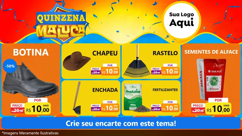 Modelo de TV para TV Horizontal com o tema Quinzena Maluca para Agropecuária