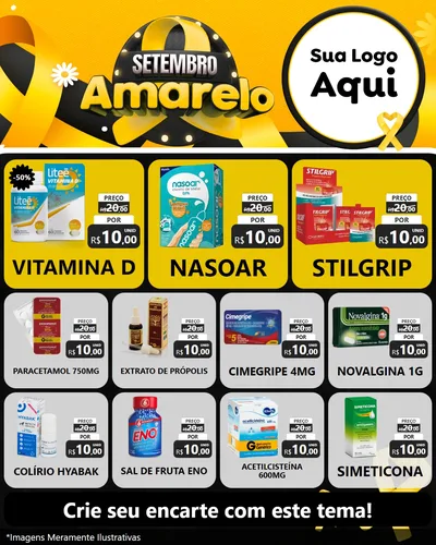 Modelo de Rede Social para Feed Instagram com o tema Setembro Amarelo para Farmácia