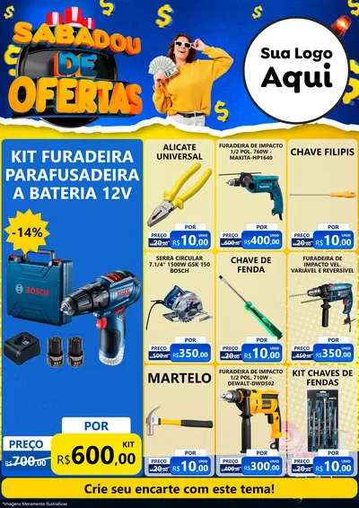 Modelo de Encarte para Encarte A4 Vertical com o tema Sabadou de Ofertas para Maquinas e Ferramentas
