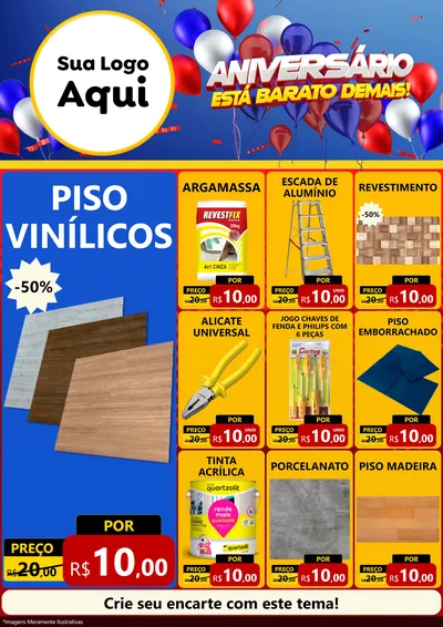 Modelo de Encarte para Encarte A4 Vertical com o tema Aniversário para Material para Construção
