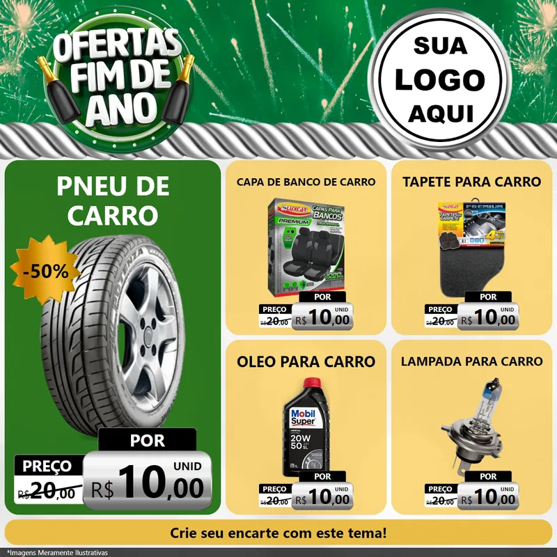 Modelo de Rede Social para Feed Facebook com o tema Ofertas Fim de Ano para Auto peças