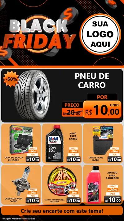 Modelo de Rede Social para Stories com o tema Black Friday para Auto peças