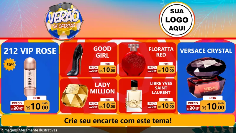 Modelo de TV para TV Horizontal com o tema Verão de Ofertas para Perfumes