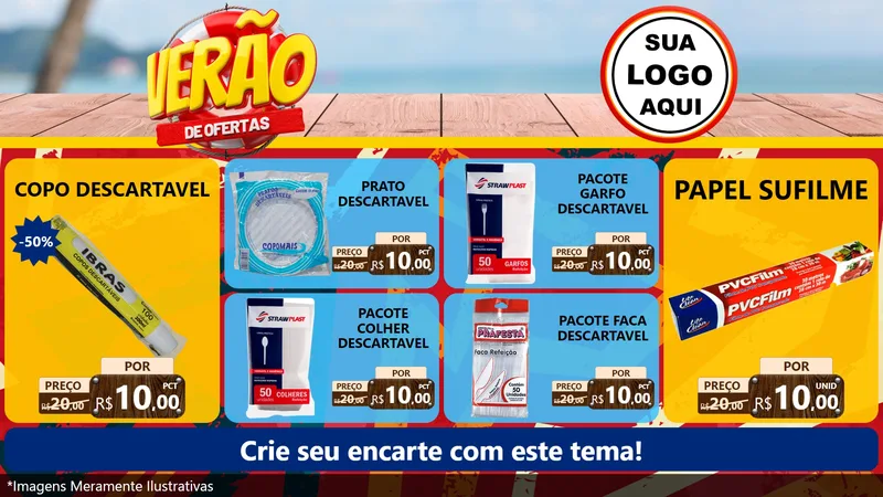 Modelo de TV para TV Horizontal com o tema Verão de Ofertas para Embalagens