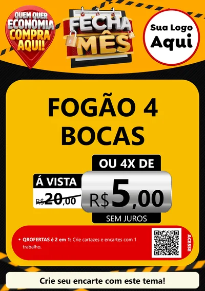 Modelo de Cartaz para Cartaz A4 Vertical com o tema Fecha Mês para Móveis e Eletro