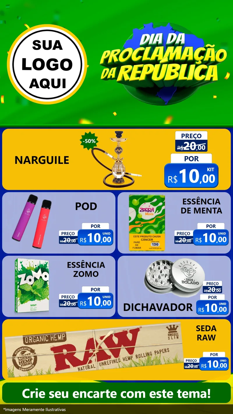 Modelo de TV para TV Vertical com o tema Dia Da Proclamação Da República para Tabacaria