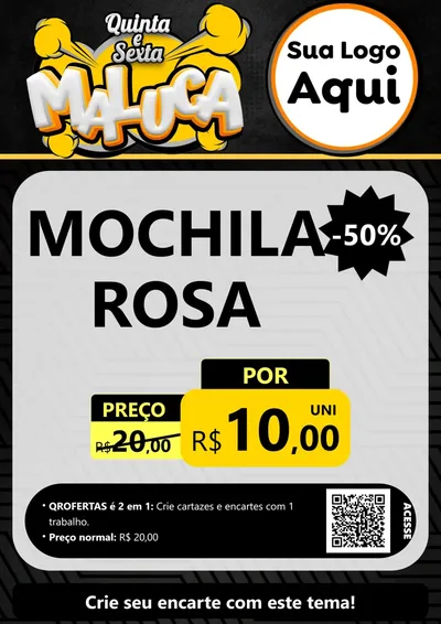 Modelo de Cartaz para Cartaz A4 Vertical com o tema Quinta e Sexta Maluca para Papelaria