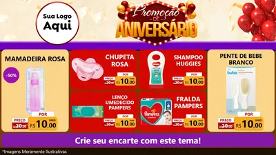 Modelo de TV para TV Horizontal com o tema Promoção de Aniversário para Bebês