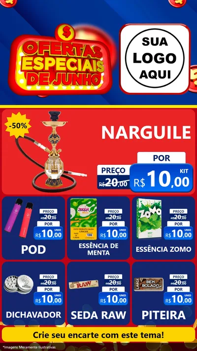 Modelo de Rede Social para Stories com o tema Ofertas Especiais de Junho para Tabacaria