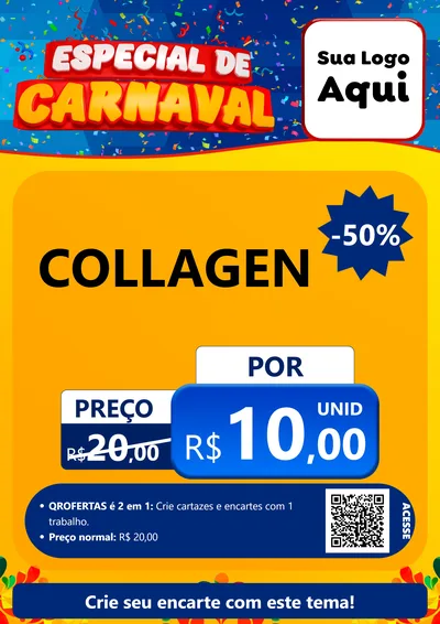 Modelo de Cartaz para Cartaz A4 Vertical com o tema Especial de Carnaval para Suplementos alimentares