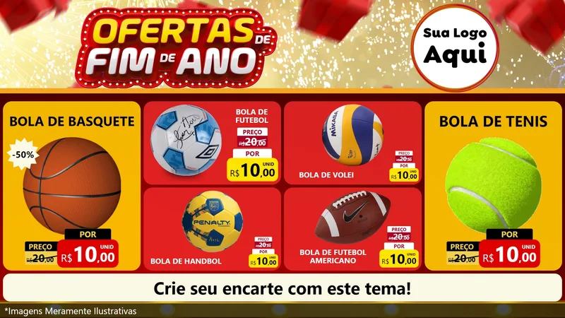 Modelo de TV para TV Horizontal com o tema Ofertas de Fim de Ano para Artigos Esportivos