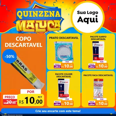 Modelo de Rede Social para Feed Facebook com o tema Quinzena Maluca para Embalagens