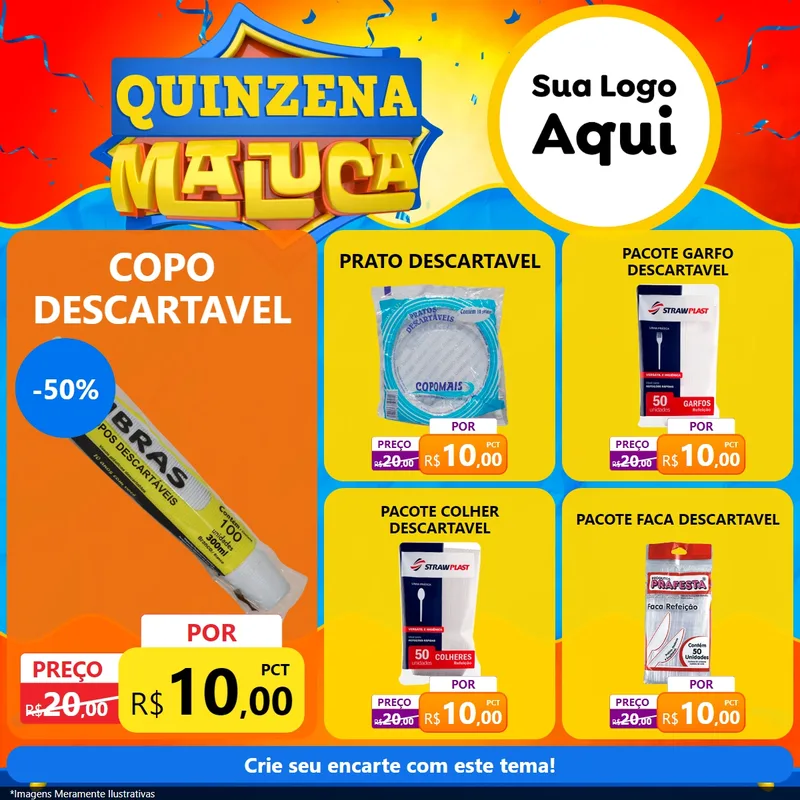 Modelo de Rede Social para Feed Facebook com o tema Quinzena Maluca para Embalagens