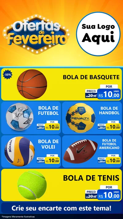 Modelo de TV para TV Vertical com o tema Ofertas de Fevereiro para Artigos Esportivos