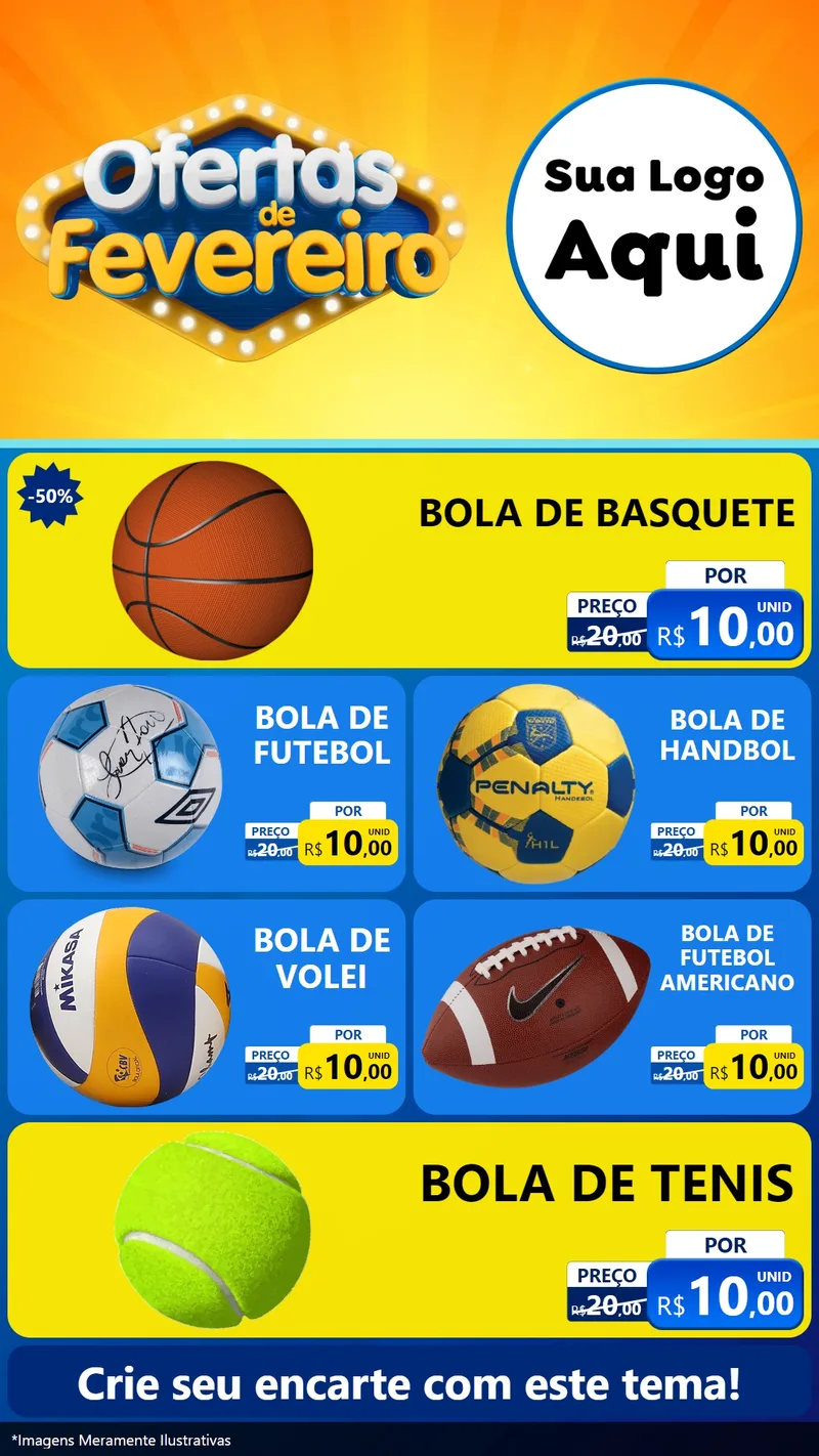 Modelo de TV para TV Vertical com o tema Ofertas de Fevereiro para Artigos Esportivos